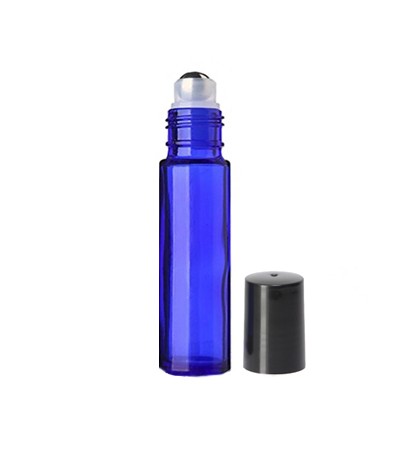 10 ml Blue Roll On Bottle With Steel Ball & Cap