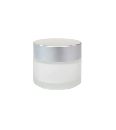 1 Oz Frosted Glass Jar With Silver Cap