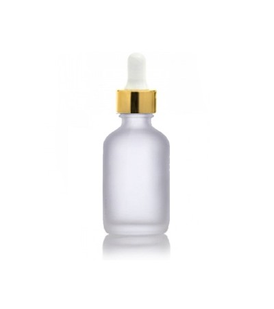 1 Oz Frosted Glass Bottle With Gold & White Dropper