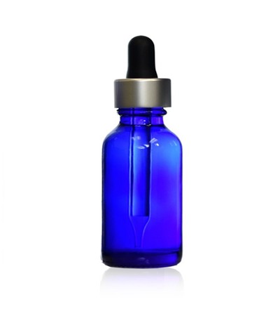 30 ml Blue Glass Bottle With Silver Dropper