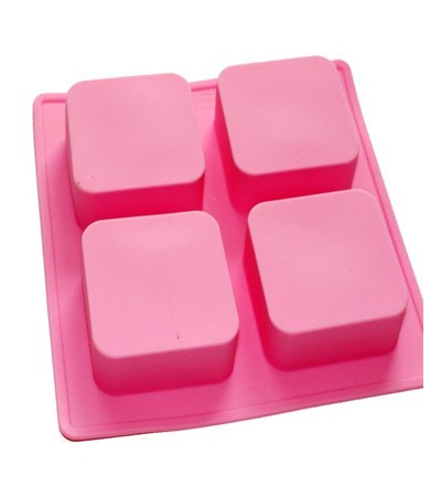 4 Cavity Square Silicone Soap Mold 