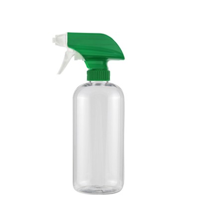 16 Oz Clear Bottle With Green White Sprayer