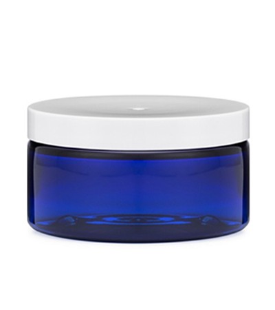 8 Oz Blue PET Heavy Wall Jar With White Cap