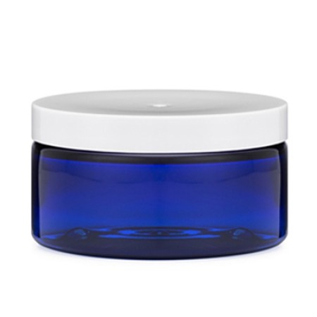 8 Oz Blue PET Heavy Wall Jar With White Cap