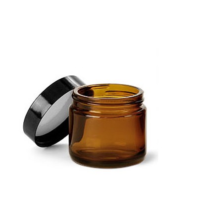 2 OZ Amber Glass Jar With Black Cap