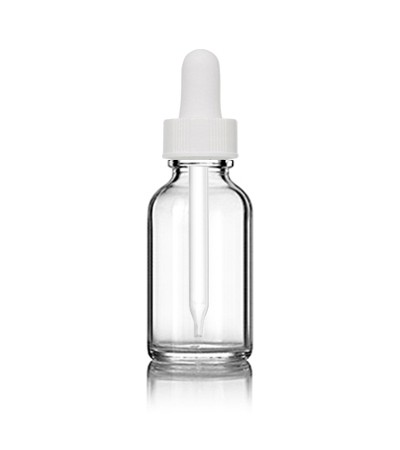1 Oz Clear Glass Bottle With White Dropper