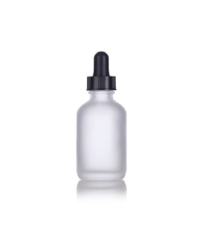 1 Oz Frosted Glass Bottle With Black Dropper