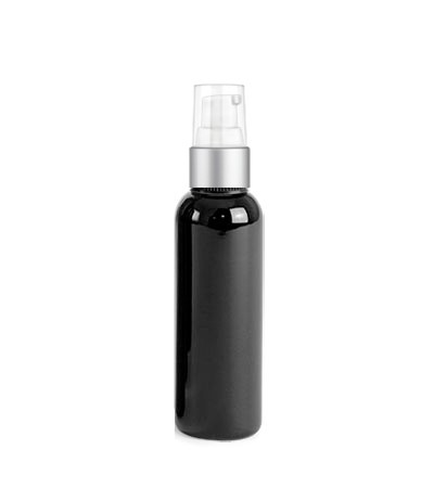 2 Oz Black Bottle With Silver Treatment Pump