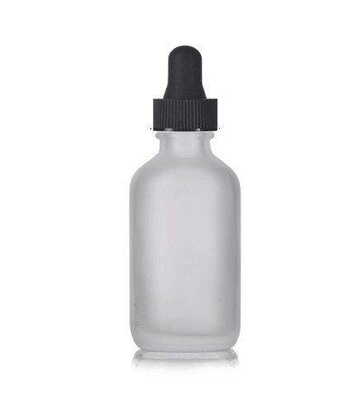 2 Oz Frosted Glass Bottle With Black Dropper
