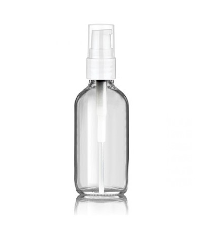 2 Oz Clear Glass With White Treatment Pump