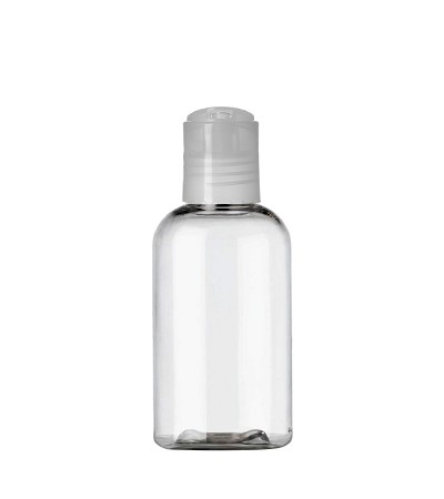 2 Oz Clear PET Boston Bottle With Natural Disc Top