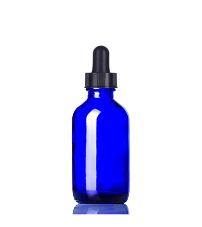 2 Oz Blue Glass Bottle With Black Dropper