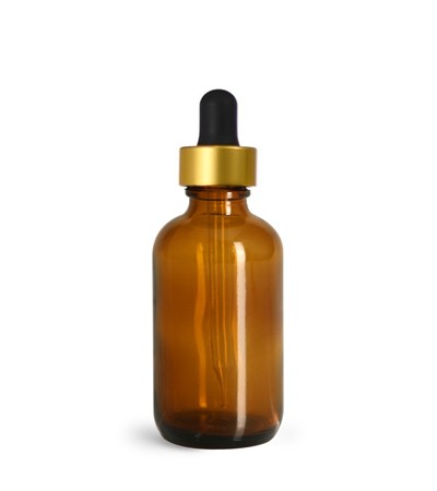 2 Oz Amber Glass Bottle With Gold Dropper