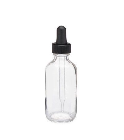 2 Oz Clear Glass Bottle With Black Dropper