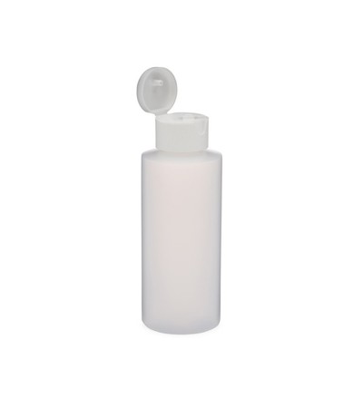 2 oz Natural Cylinder Bottle White Snap Top