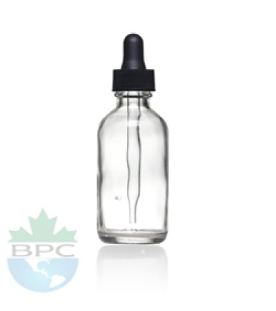 1 Oz Clear Boston Glass Bottle With Black Dropper