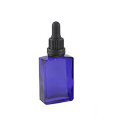 30 ml Rectangle Blue Glass Bottle With Dropper