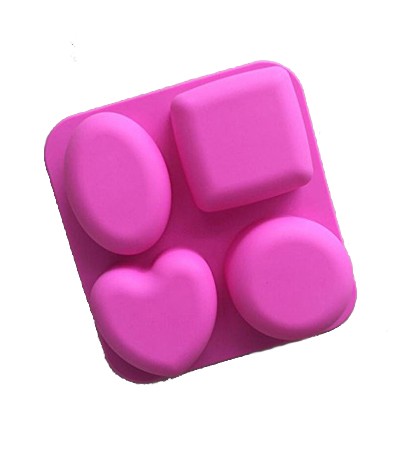 4 Cavity Square, Round, Heart And Oval Mold