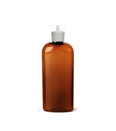 4 Oz Amber PET Oval Bottle With White Lock Top