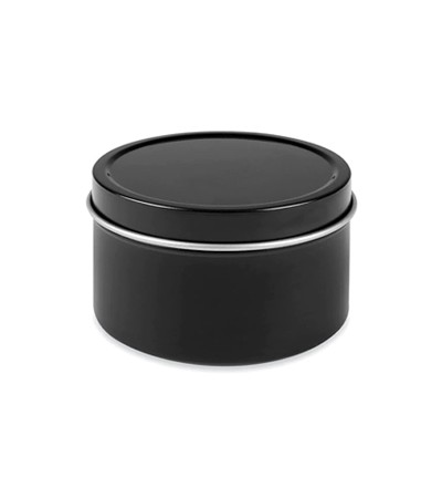 4 Oz Black Metal Tin Jar With Slip On Top