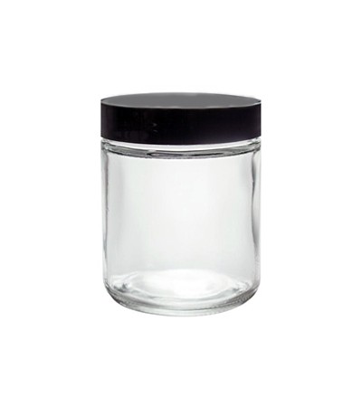 4 Oz Clear Glass Jar With Black Cap