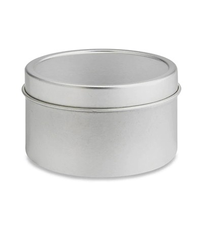 8 OZ Silver Deep Metal Tin With Slip Cover Top