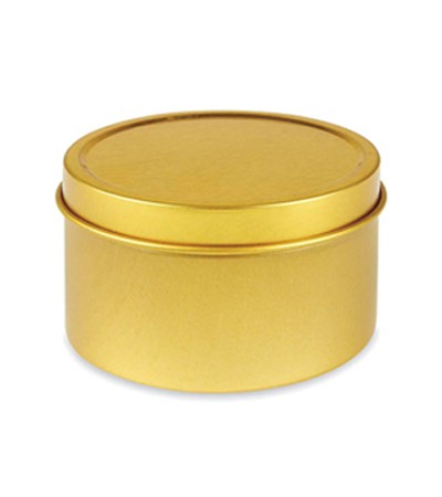 8 OZ Gold Deep Metal Tin With Slip Cover Top