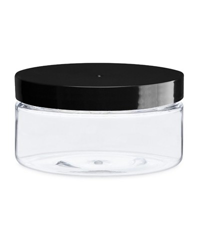 8 Oz Clear Pet Heavy Wall Jar With Black Cap