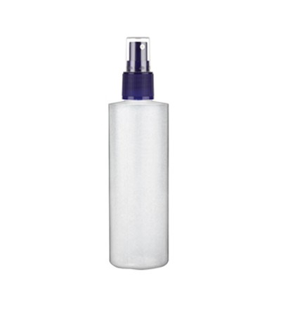 8 Oz Natural Cylinder Bottle With Blue Sprayer