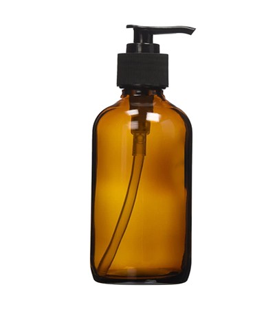 4 Oz Amber Glass Bottle With Black Lotion Pump