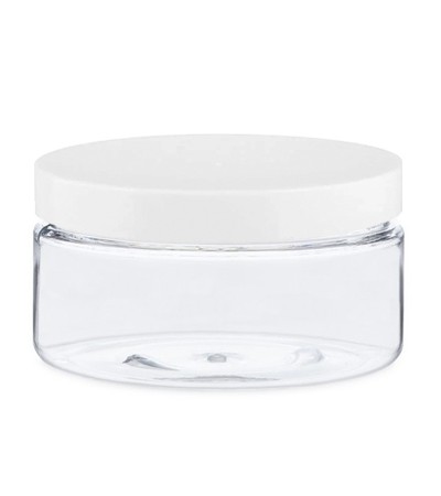 8 Oz Clear Pet Heavy Wall Jar With White Cap