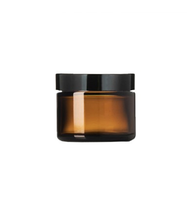 1 Oz Amber Glass Jar With Black Smooth Lined Cap