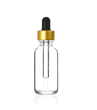 1 Oz Boston Glass Bottle With Black Gold Dropper
