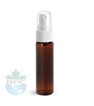 1 Oz Amber PET Bottle With White Sprayer