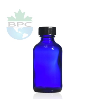1 Oz Blue Glass Bottle With Black Cap