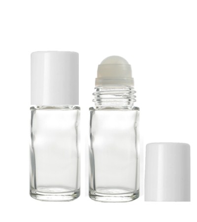 1 Oz Clear Roll On Bottle With White Cap 