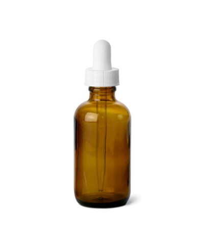 2 oz Amber Glass Bottle With White Dropper