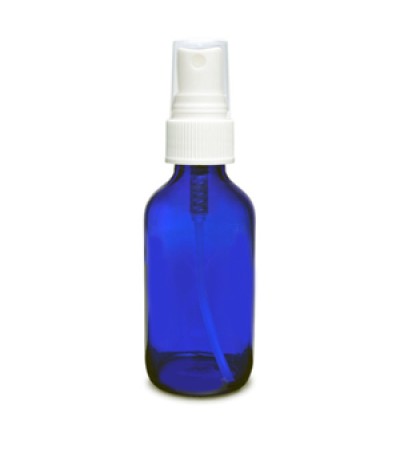 2 Oz Blue Glass Bottle With White Sprayer
