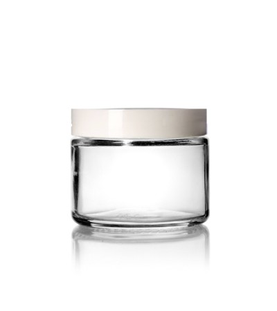 2 Oz Clear Glass Jar With White Smooth Lined Cap