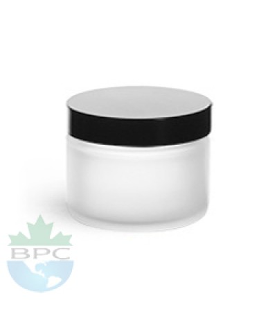 2 Oz Frosted  Jar With Blk Cap