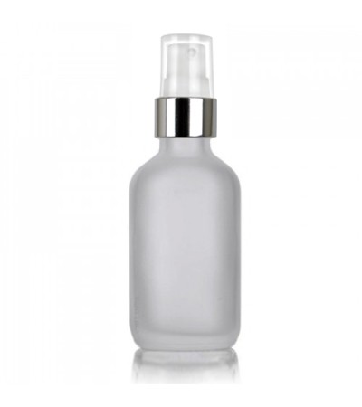 2 Oz Frosted Glass Bottle With Silver White Sprayer