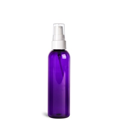 4 Oz Purple PET Bottle With White Treatment Pump