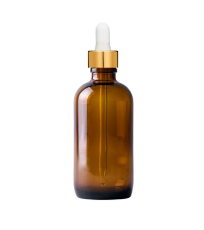 4 Oz Amber Glass Bottle With Gold White Dropper