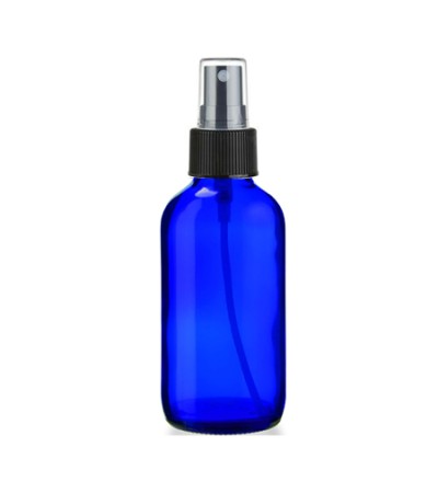 4 Oz Blue Glass Bottle With Black Sprayer