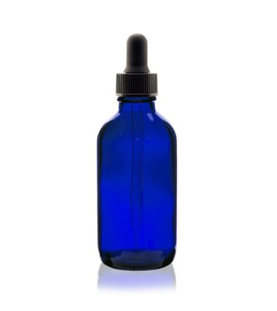 4 Oz Blue Glass Bottle With Black Dropper
