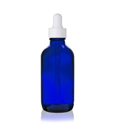 4 Oz Blue Glass Bottle With White Dropper