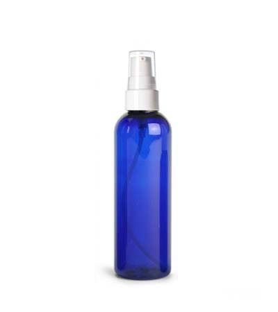 4 Oz Blue PET Bottle Bottle With White Treatment Pump