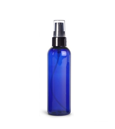 4 Oz Blue PET Bottle Bottle With Black Treatment Pump