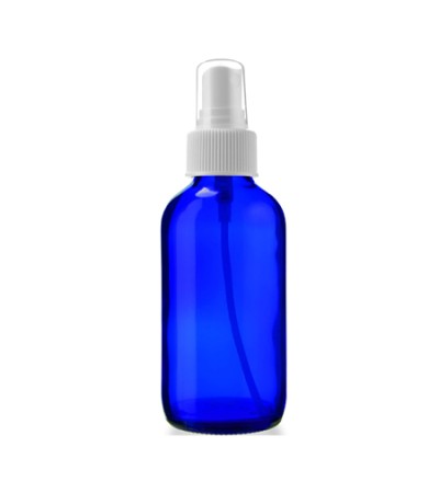 4 Oz Blue Glass Bottle With White Sprayer