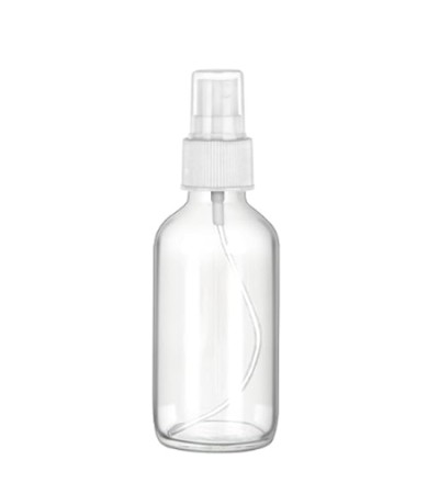 4 Oz Clear Glass Bottle With white Sprayer